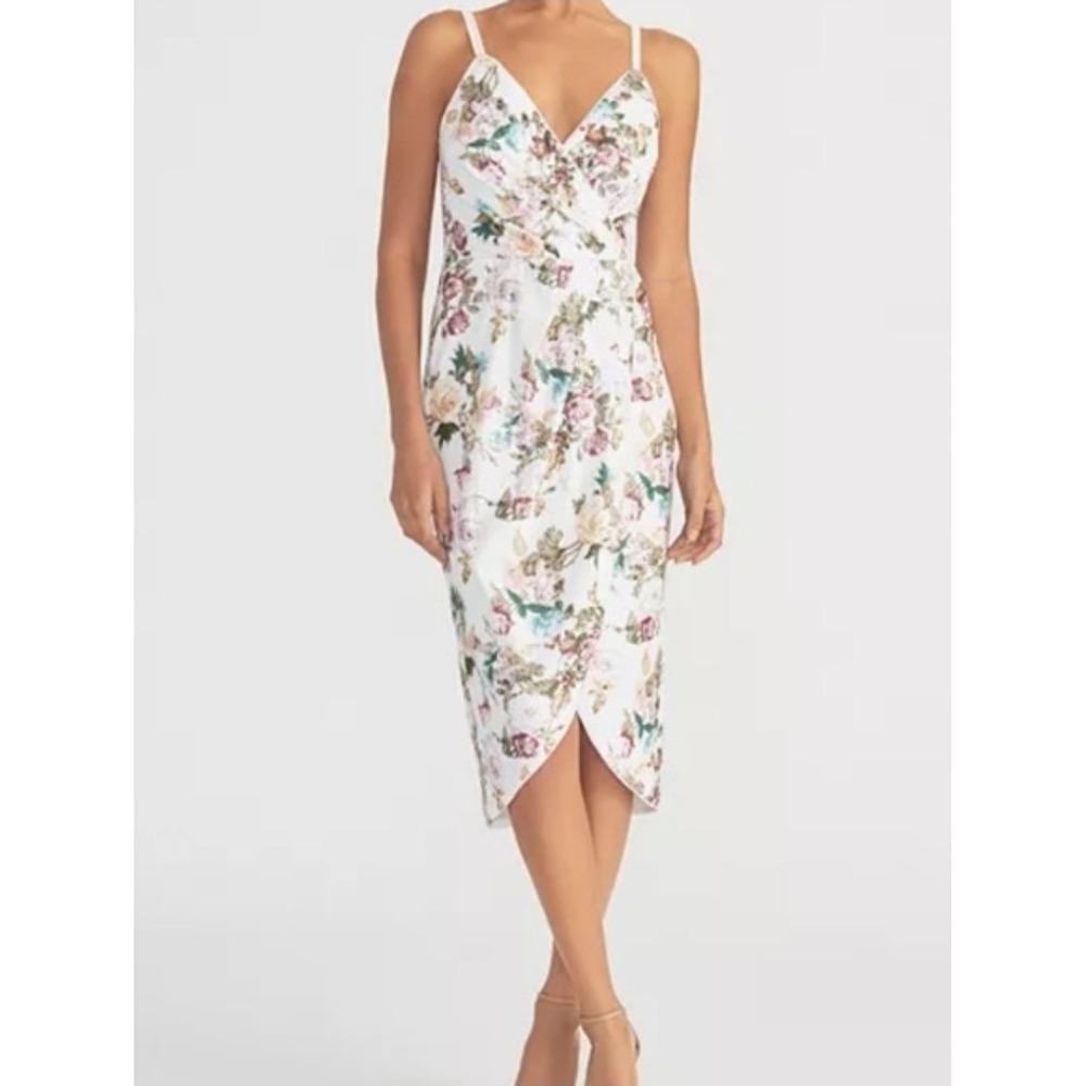 Rachel‎ Rachel Roy Floral Sequin Wrap Midi Dress Eggshell Combo 14W